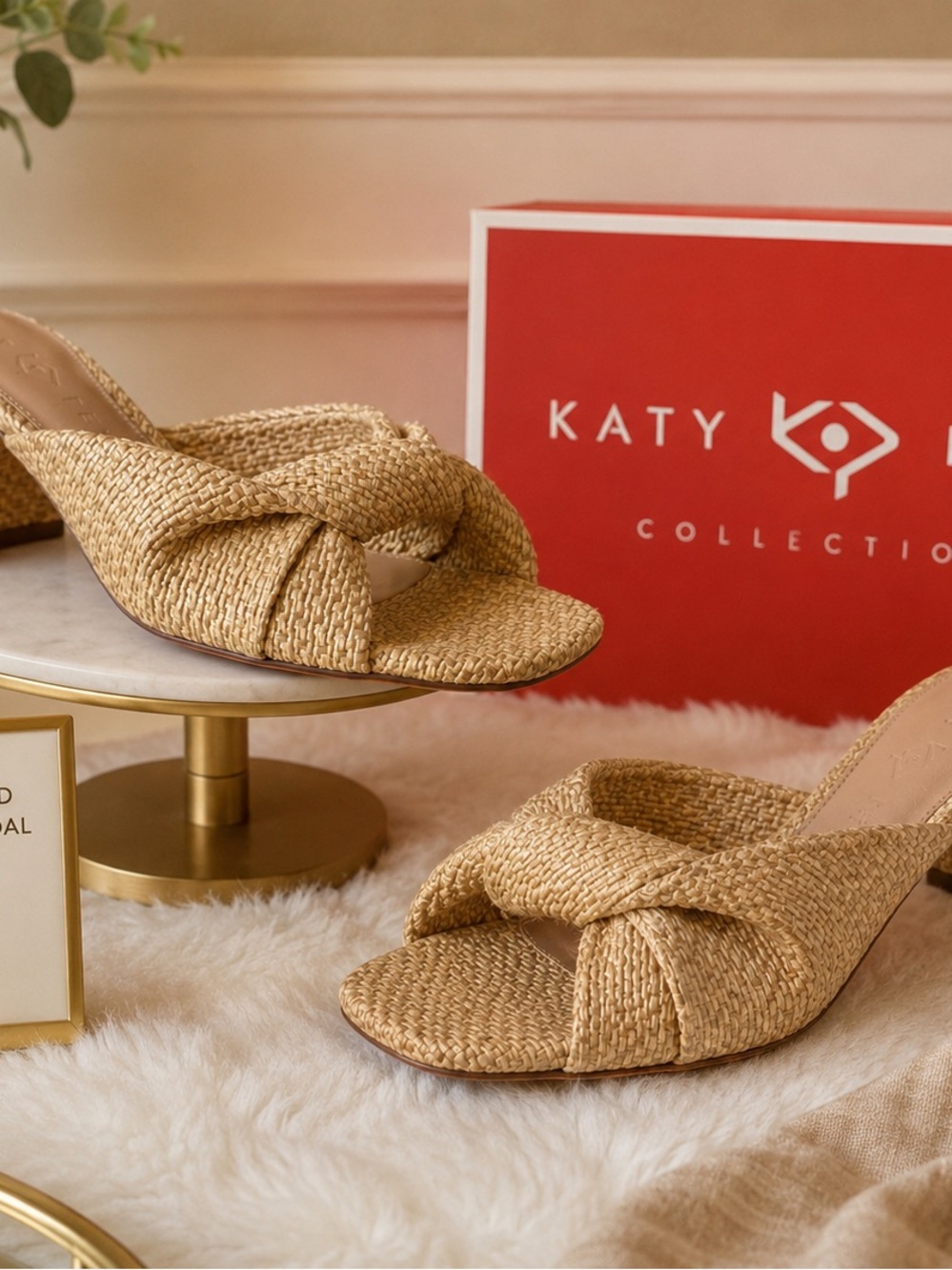 Natural Straw Knotted Slide Sandals - Tan